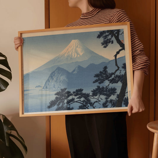 Shiro Kasamatsu - Mt. Fuji at Sunset | Vintage Neutral Japanese Shin-Hanga Art (available framed or unframed)