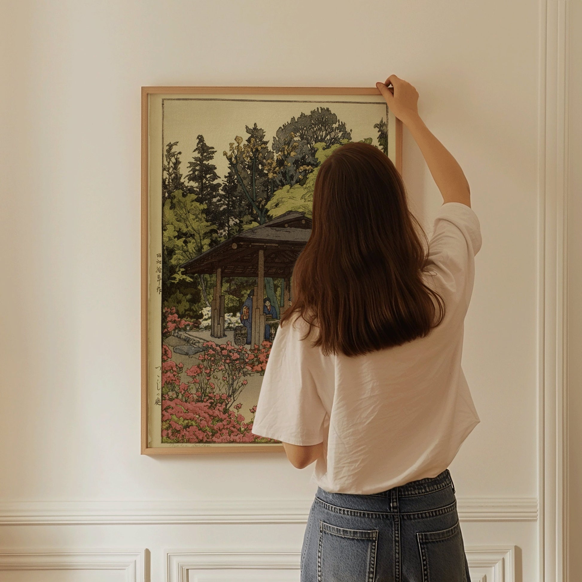 Hiroshi Yoshida – Azalea Garden | Vintage Japanese Woodblock Art (available framed or unframed)