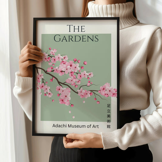 Green Pink Japanese Pattern Print Sakura
