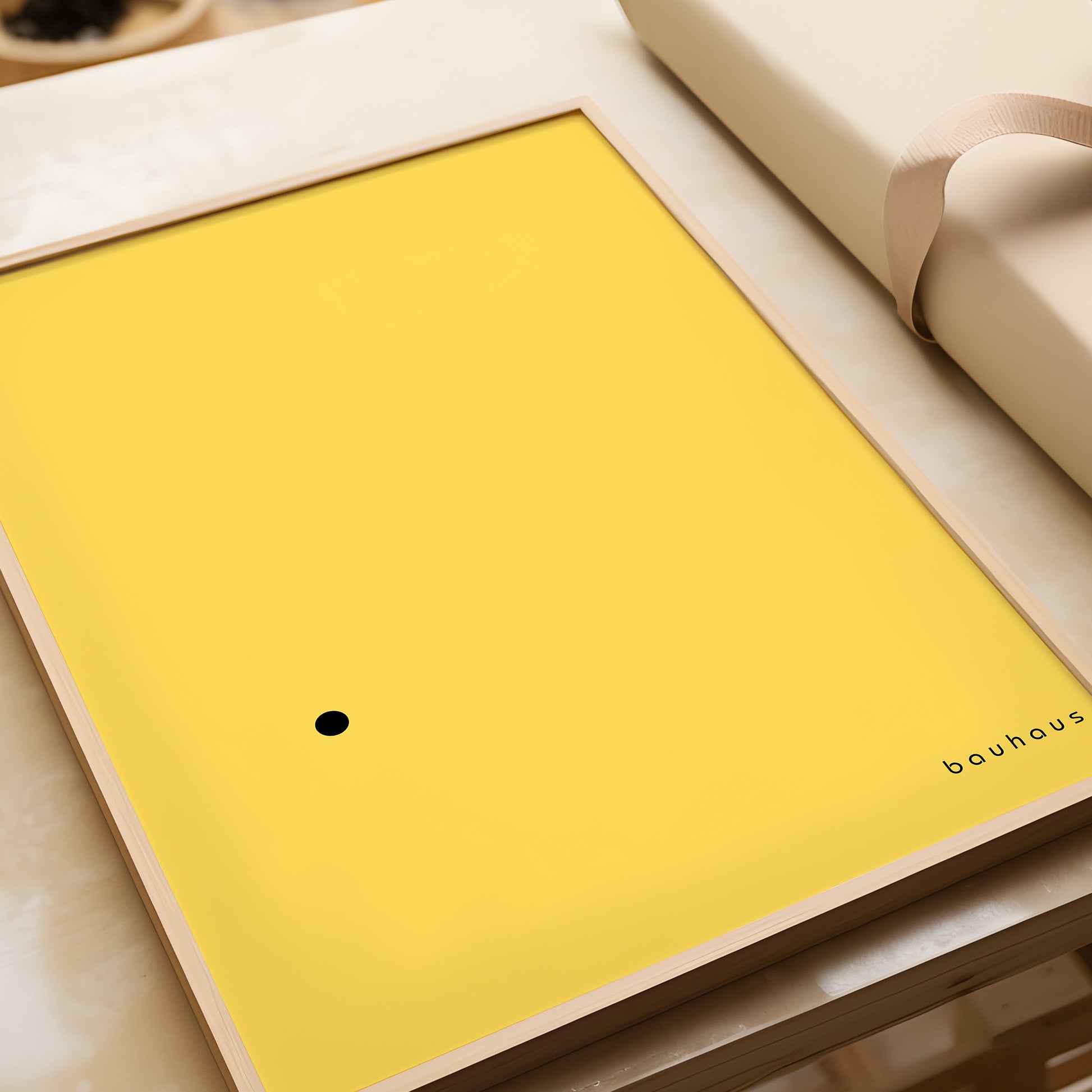Bauhaus - The Dot | Minimalist Mid-Century Modern Poster in Yellow and Black (available framed ready to hang or unframed)