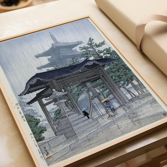 Kawase Hasui - Sanshu Temple | Vintage Japanese Woodblock Ukiyo-e Art (available framed or unframed)