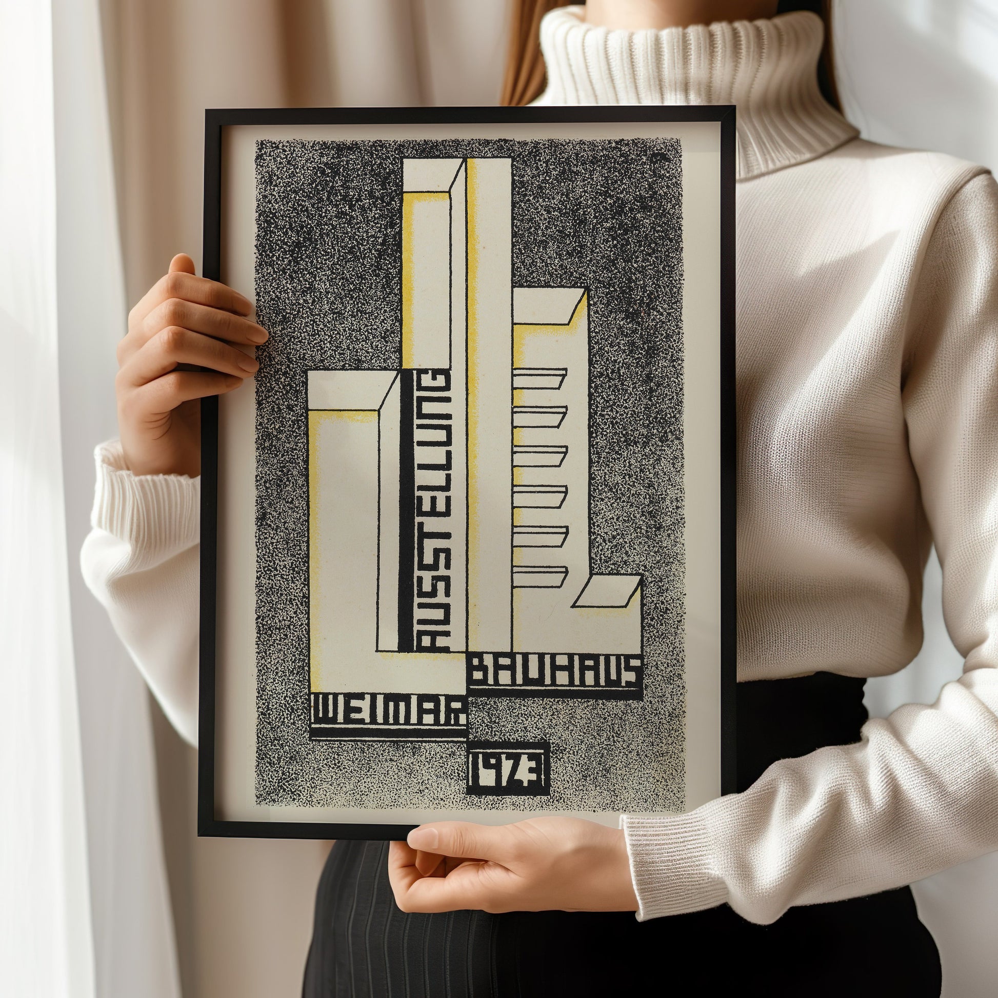 Bauhaus Weimar Ausstellung 1923 Poster | Vintage Neutral Mid-Century Modern Art Poster (available framed or unframed)