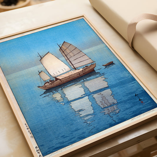 Hiroshi Yoshida – Afternoon Sailboats | Vintage Japanese Woodblock Art (available framed or unframed)