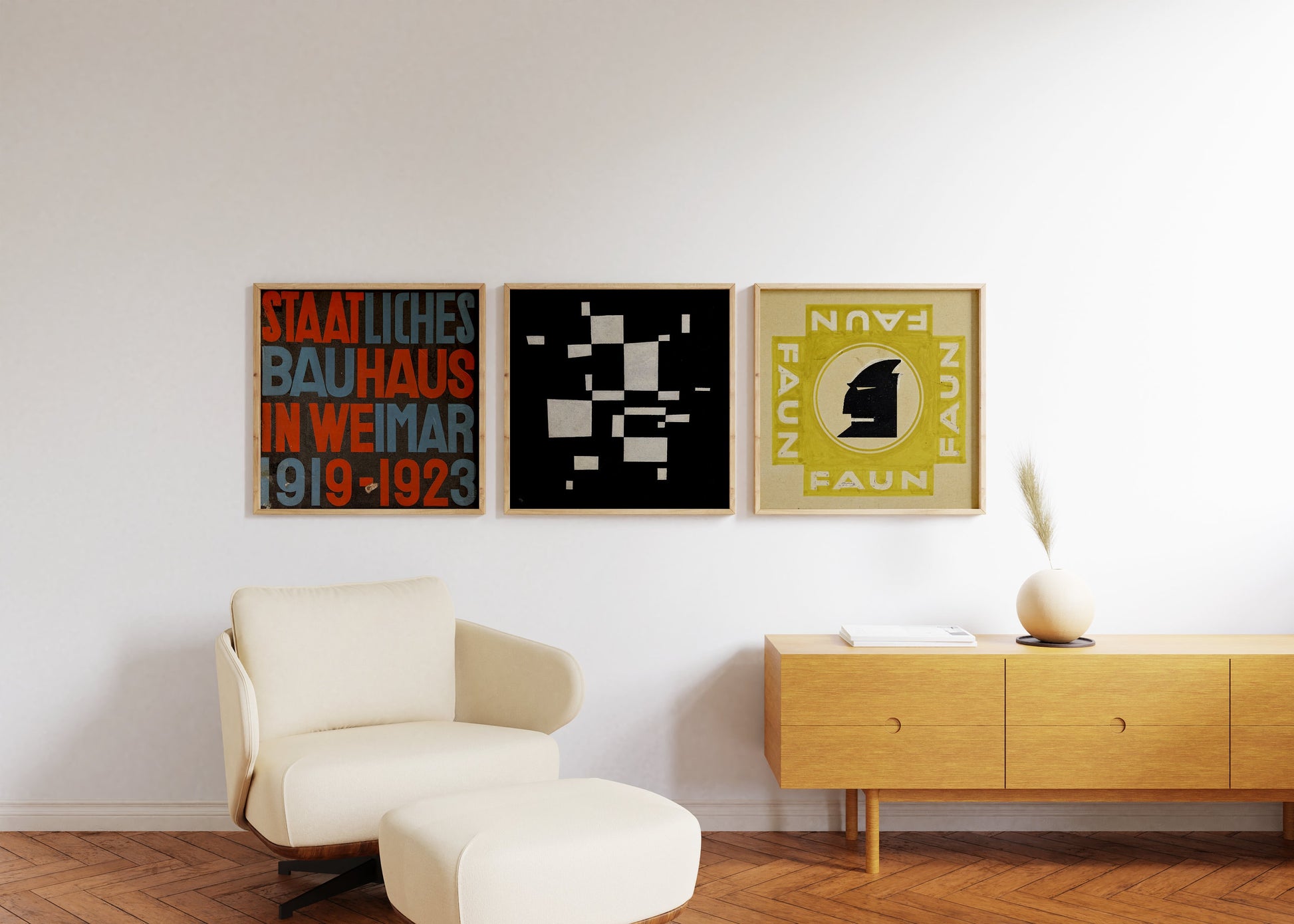 Set of 3 Vintage Bauhaus Posters | Available framed or unframed