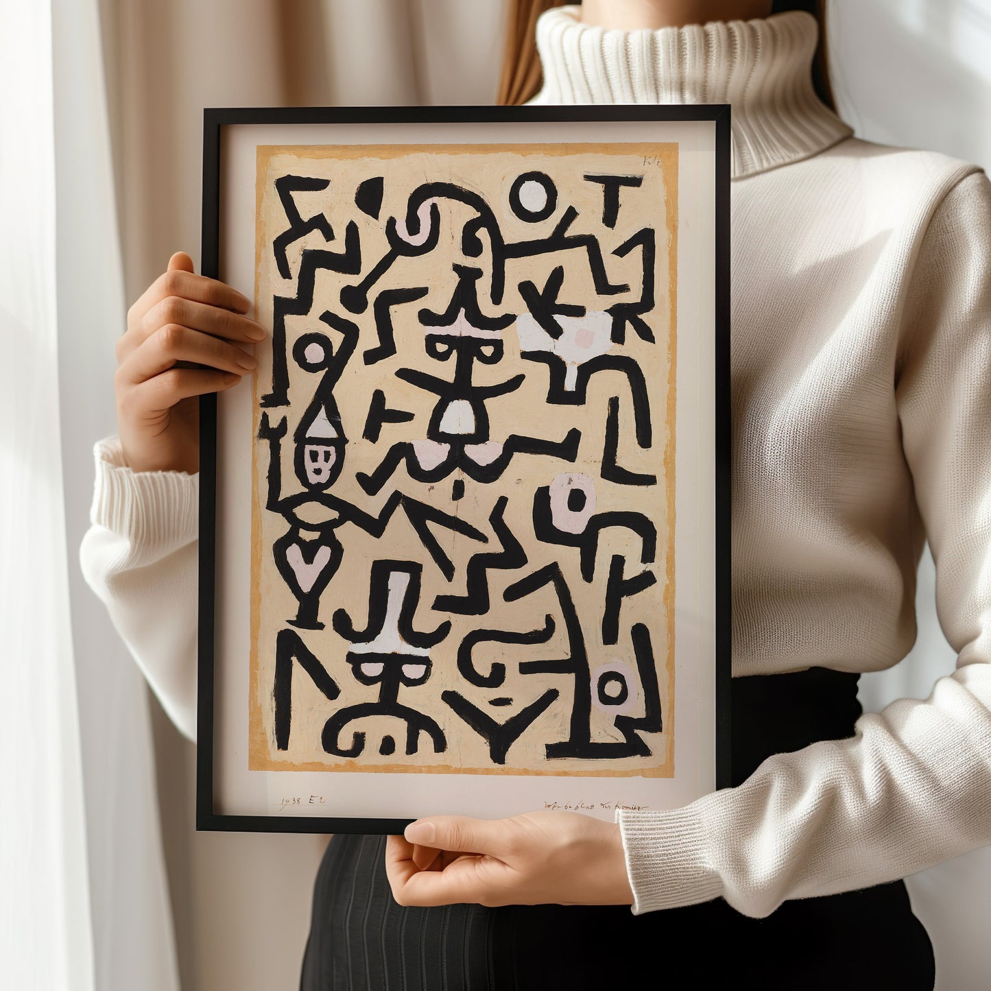 Paul Klee - Comedian's Handbill | Neutral Beige Modern Abstract Art (available framed or unframed)