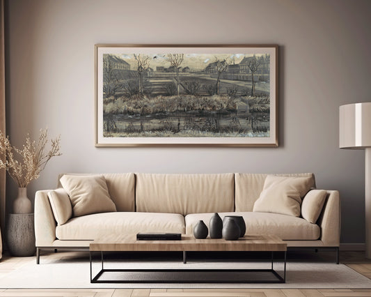 Vincent Van Gogh – Nursery on Schenkweg | Vintage Impressionist Wide Panoramic Art (available framed or unframed)