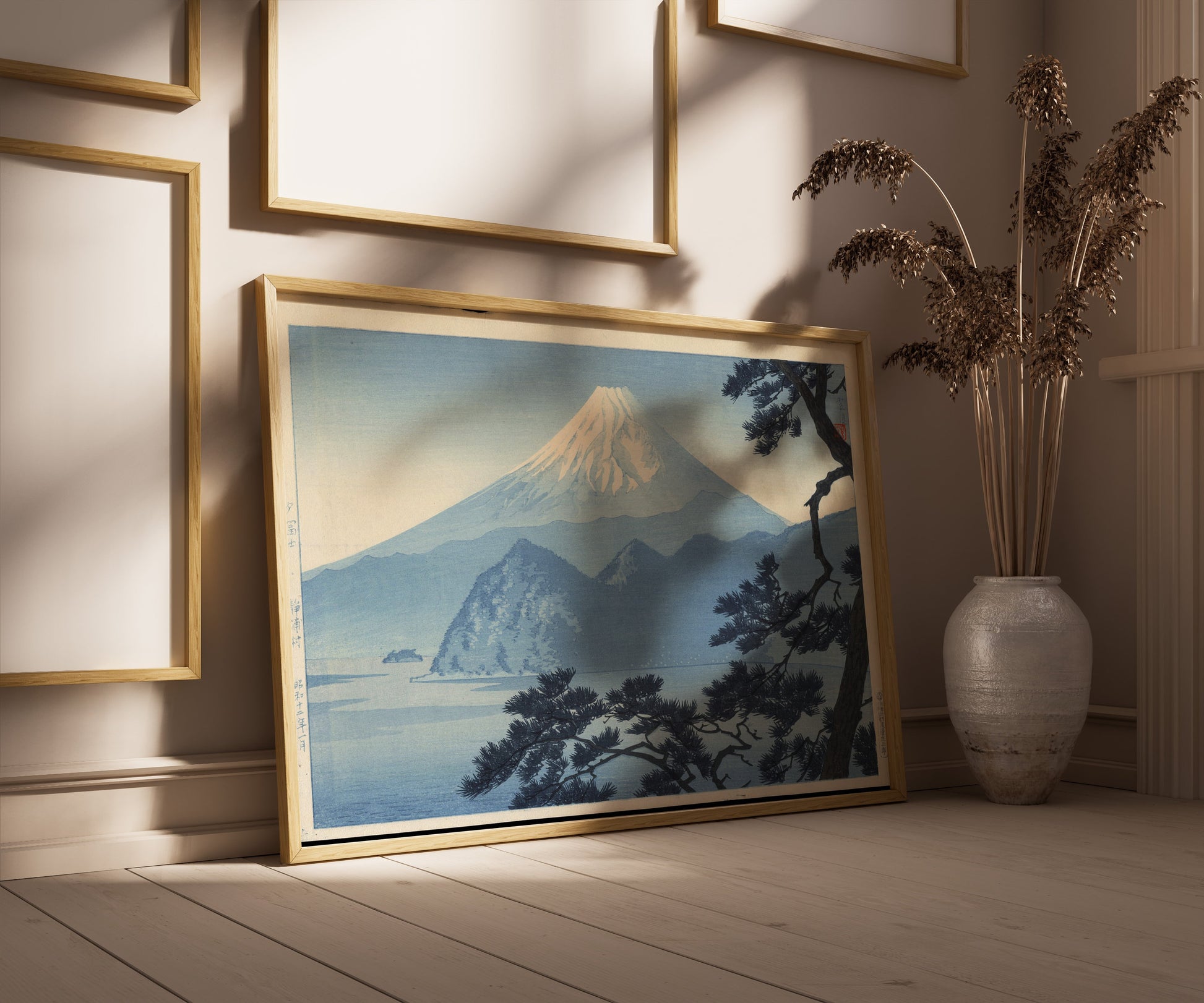 Shiro Kasamatsu - Mt. Fuji at Sunset | Vintage Neutral Japanese Shin-Hanga Art (available framed or unframed)