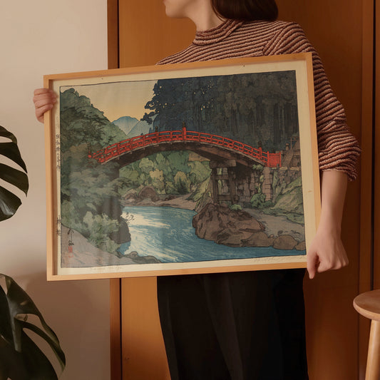Hiroshi Yoshida – Sacred Bridge | Vintage Japanese Woodblock Art (available framed or unframed)