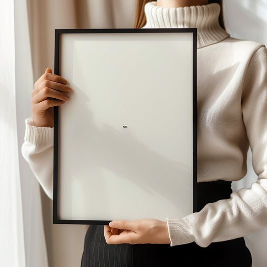 NO - Monochromatic Minimalist Typography Poster (available framed or unframed)