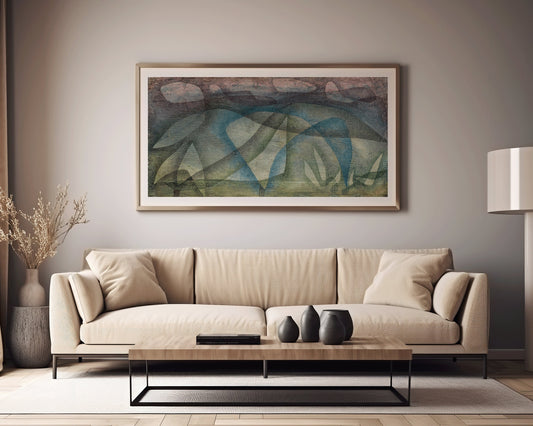 Paul Klee - Rainy Day | Modern Abstract Wide Panoramic Art (available framed or unframed)