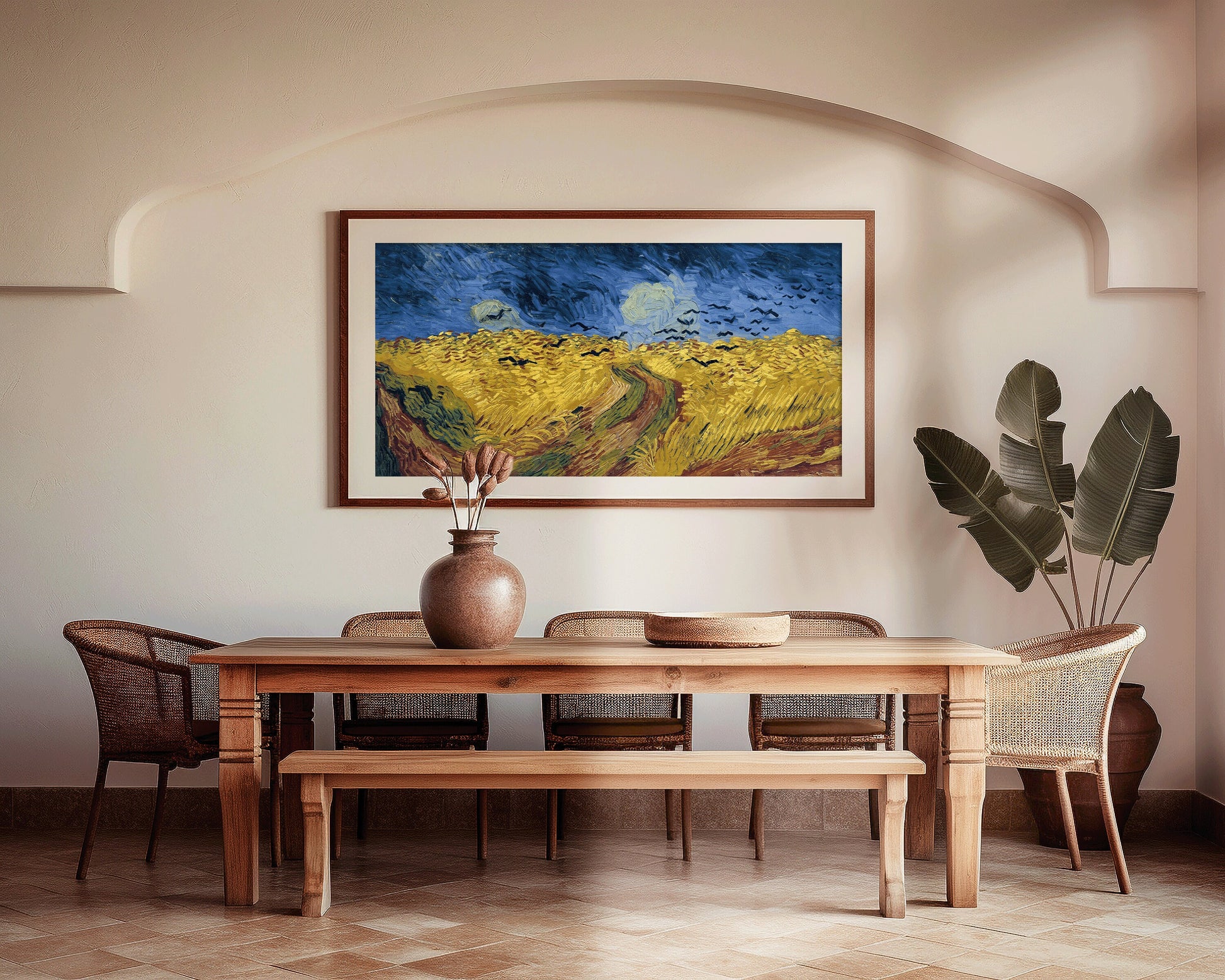 Vincent Van Gogh – Wheatfield with Crows | Vintage Impressionist Wide Panoramic Art (available framed or unframed)