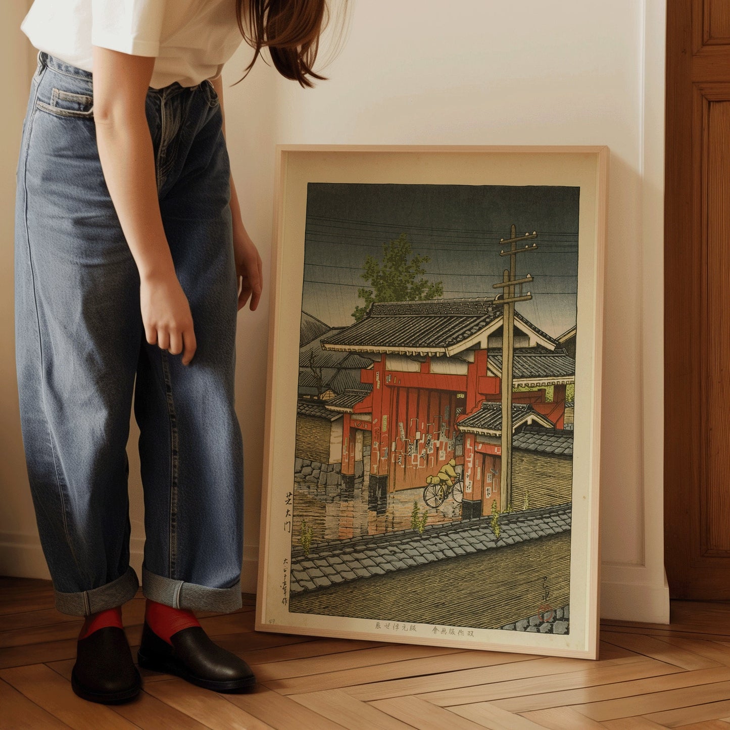 Kawase Hasui - Great Gate at Shiba Shiba | Vintage Japanese Woodblock Ukiyo-e Art (available framed or unframed)