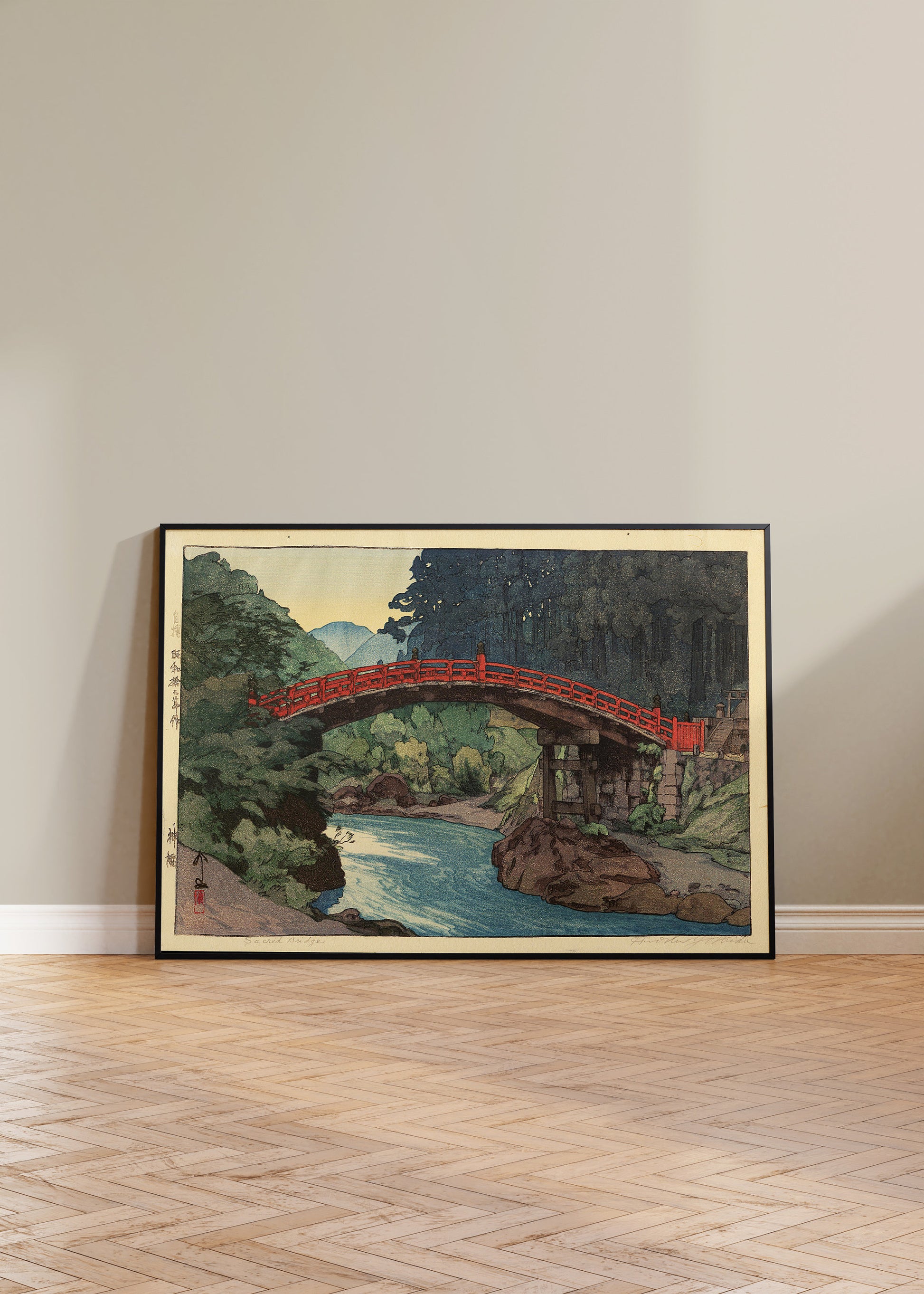 Hiroshi Yoshida – Sacred Bridge | Vintage Japanese Woodblock Art (available framed or unframed)