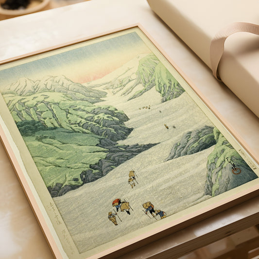 Kawase Hasui - Snow Valley at Mt. Shirouma | Vintage Japanese Woodblock Art (available framed or unframed)