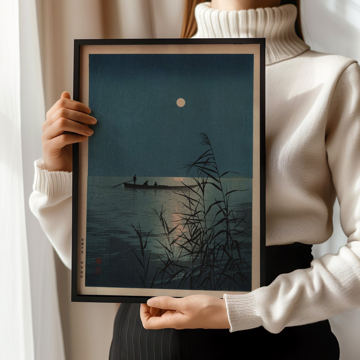 Shoda Koho - Moonlit Sea | Vintage Japanese Woodblock Ukiyo-e Art (available framed or unframed)