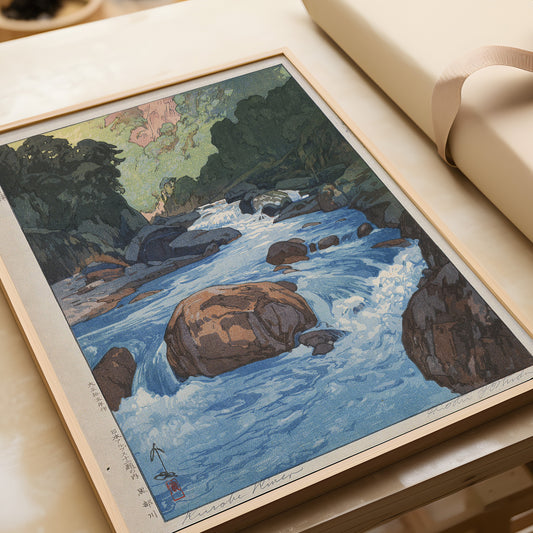 Hiroshi Yoshida – Moraine Lake | Vintage Japanese Woodblock Art (available framed or unframed)