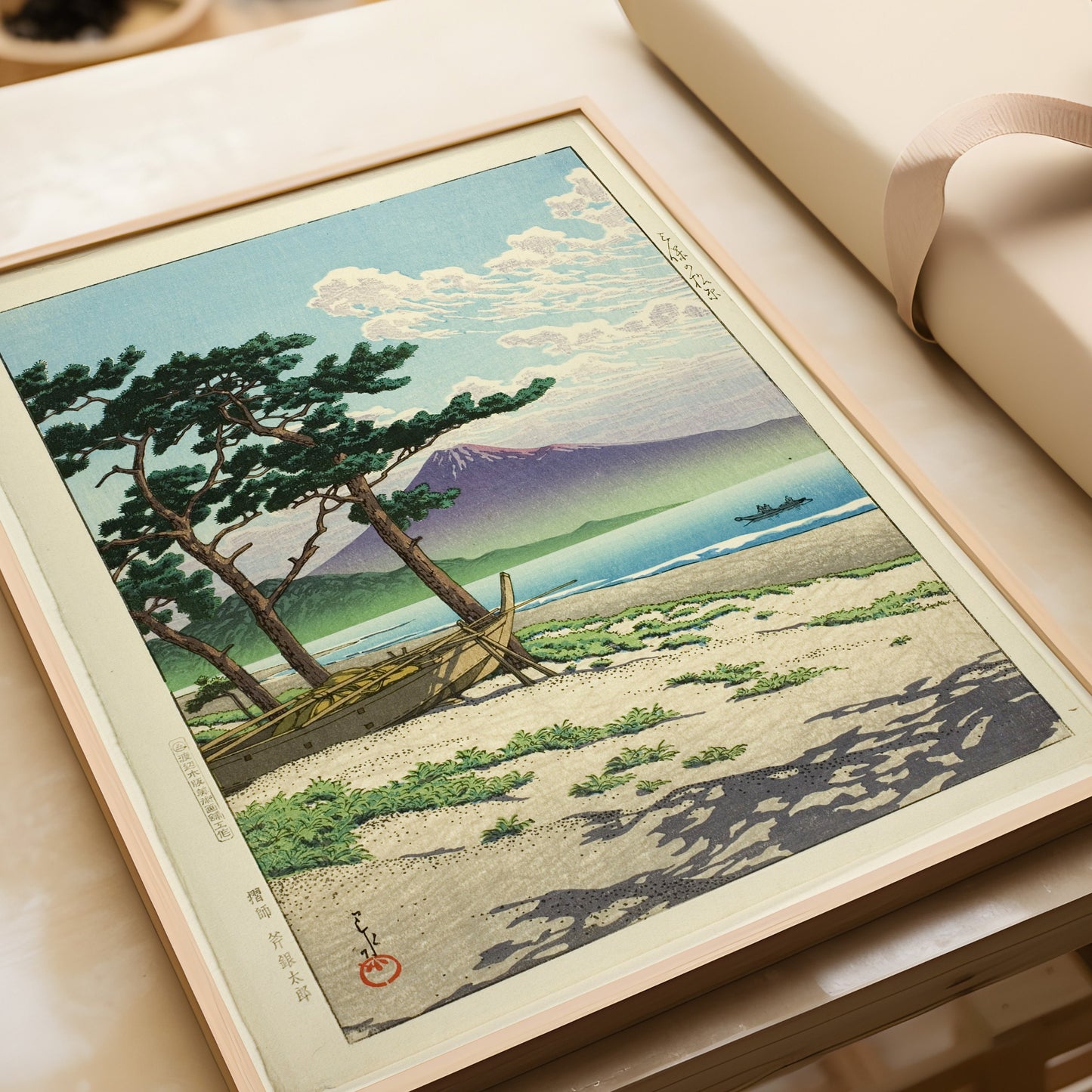 Kawase Hasui - Pine Beach at Niho | Vintage Japanese Woodblock Ukiyo-e Art (available framed or unframed)