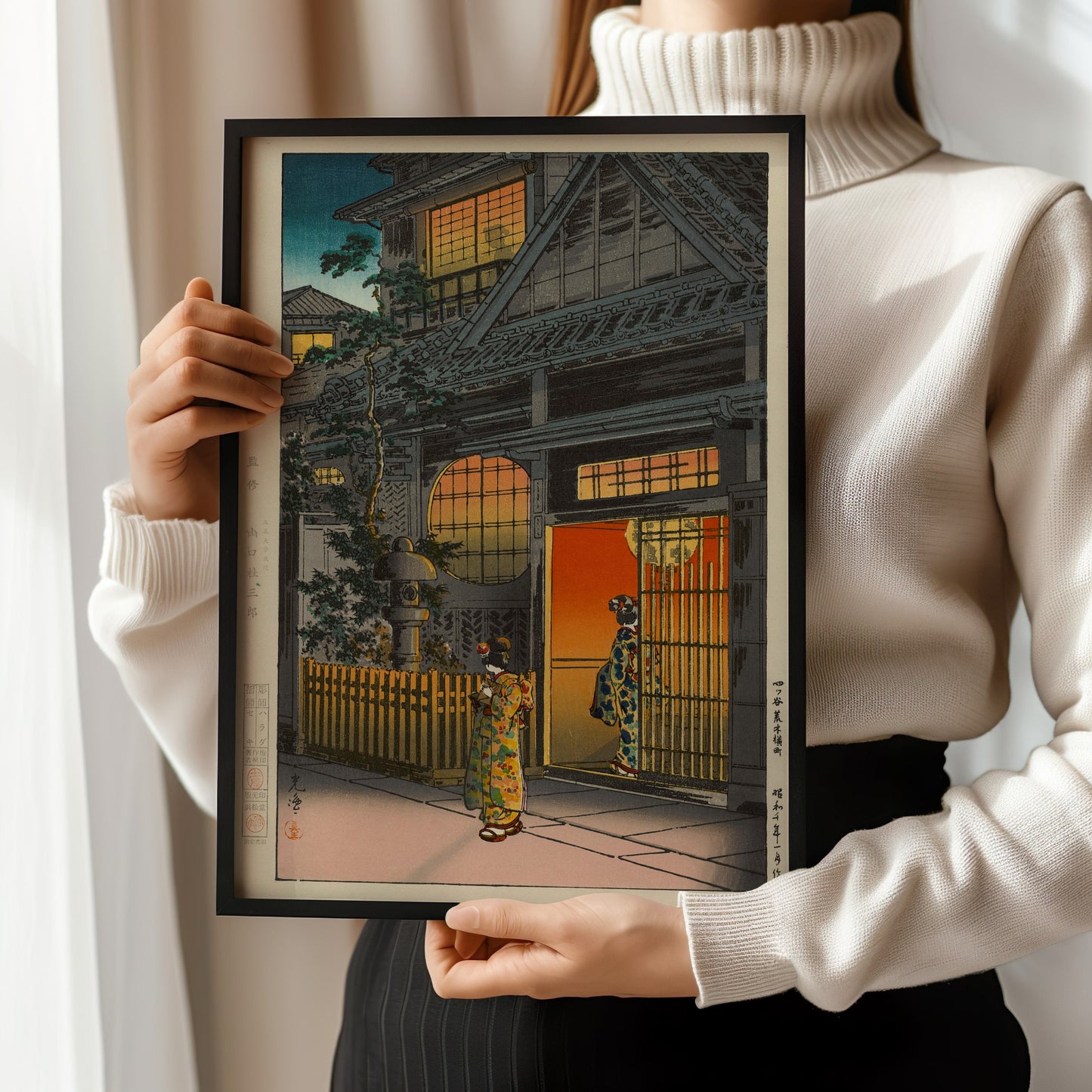 Tsuchiya Koitsu - Yotsuya Araki Yokocho | Vintage Japanese Woodblock Art in Blue (available framed or unframed)