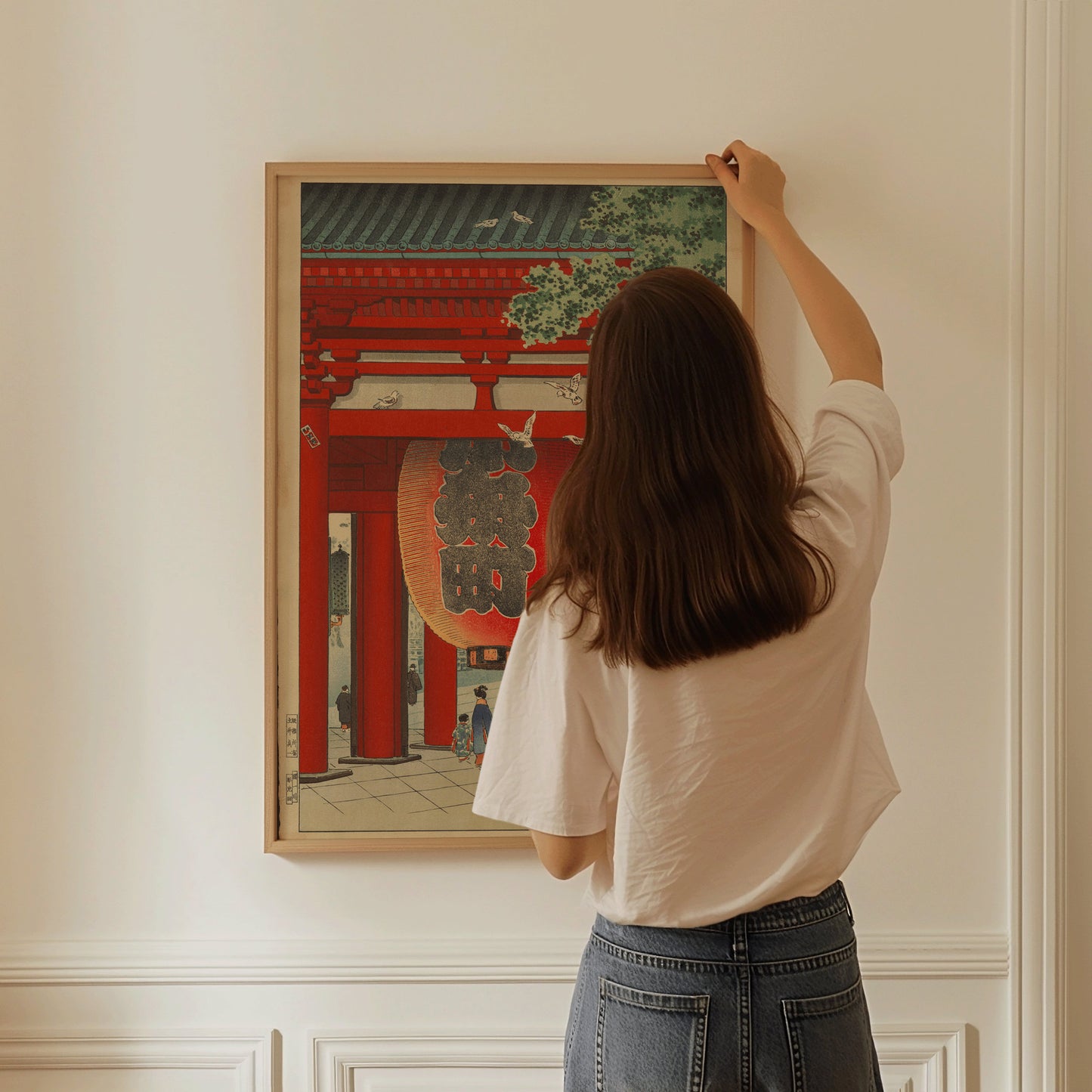 Tsuchiya Koitsu - Nio Gate at Asakusa Kannon | Vintage Japanese Woodblock Art in Blue (available framed or unframed)