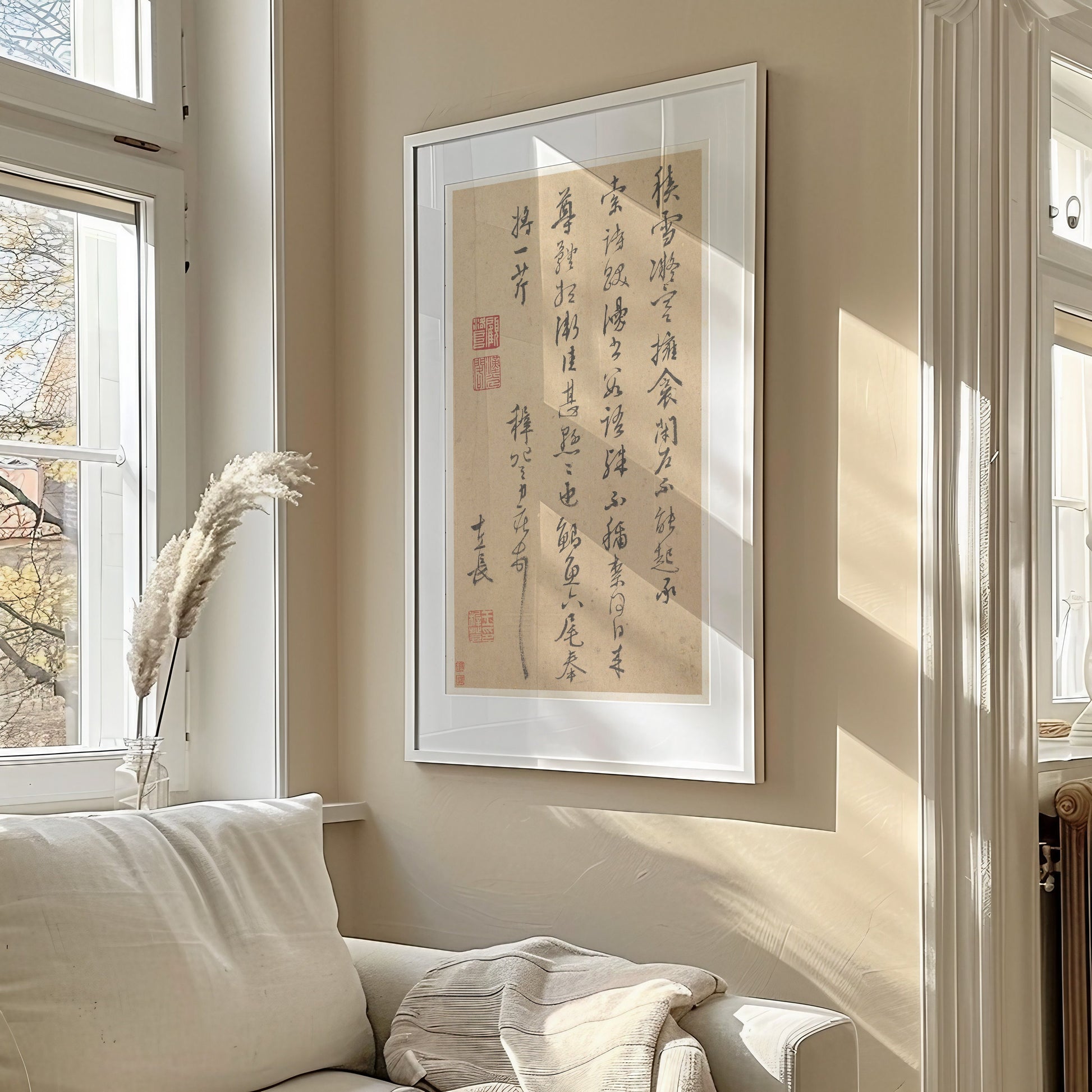 Chinese Calligraphy Wang Zhideng: A Letter (Ming Dynasty) | Vintage Asian Japanese Chinese Wide Panoramic Art (available framed or unframed)