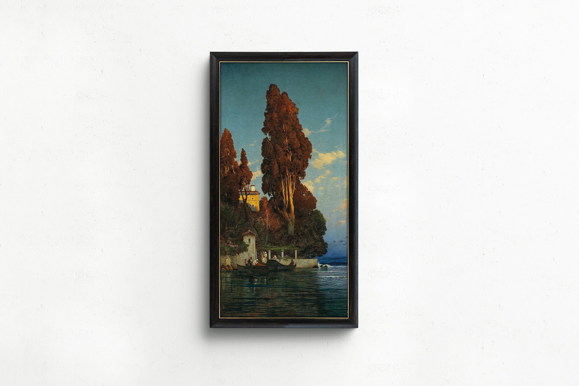 Salomon Corrodi - An Italian Lake | Vintage Orientalist Tall Narrow Vertical Art (available framed or unframed)