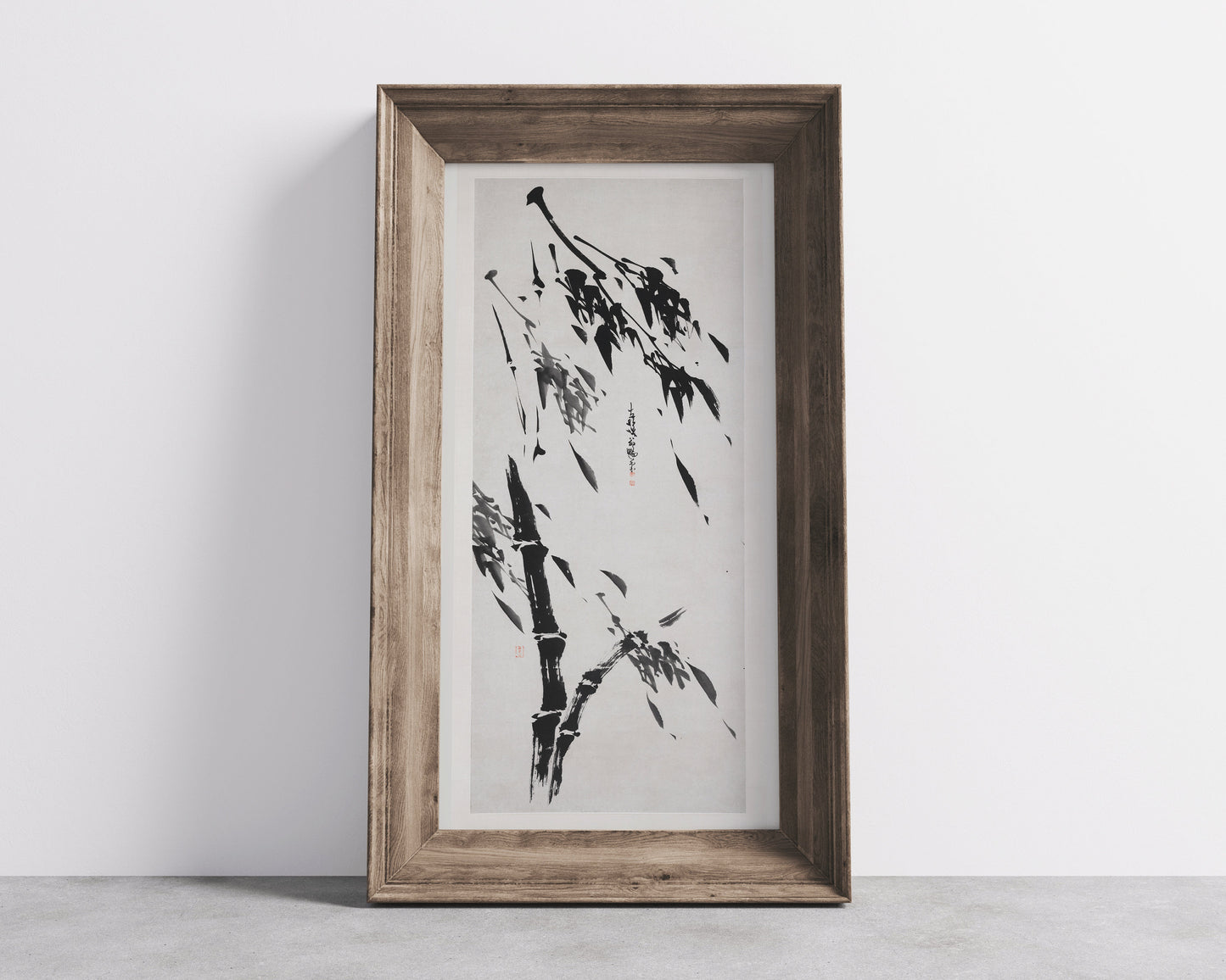 Bamboo in the Wind | Vintage Asian Japanese Chinese Narrow Tall Vertical Panoramic Art (available framed or unframed)