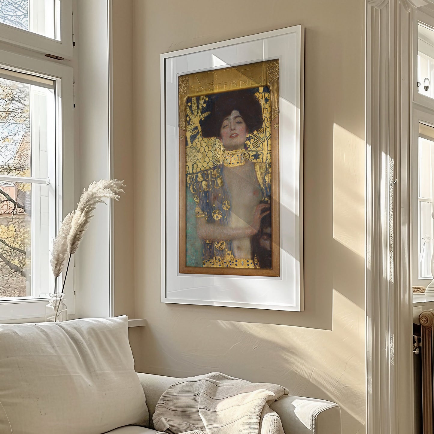 Gustav Klimt - Judith | Famous Vintage Narrow Vertical Art in Gold (available framed or unframed)