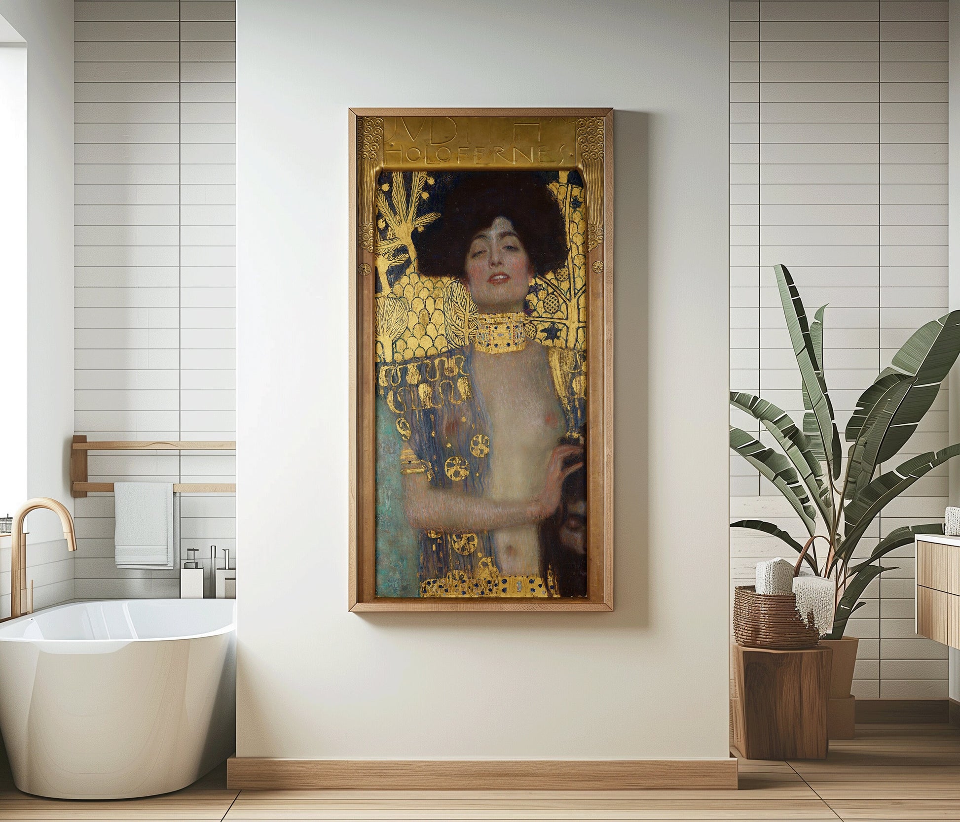 Gustav Klimt - Judith | Famous Vintage Narrow Vertical Art in Gold (available framed or unframed)