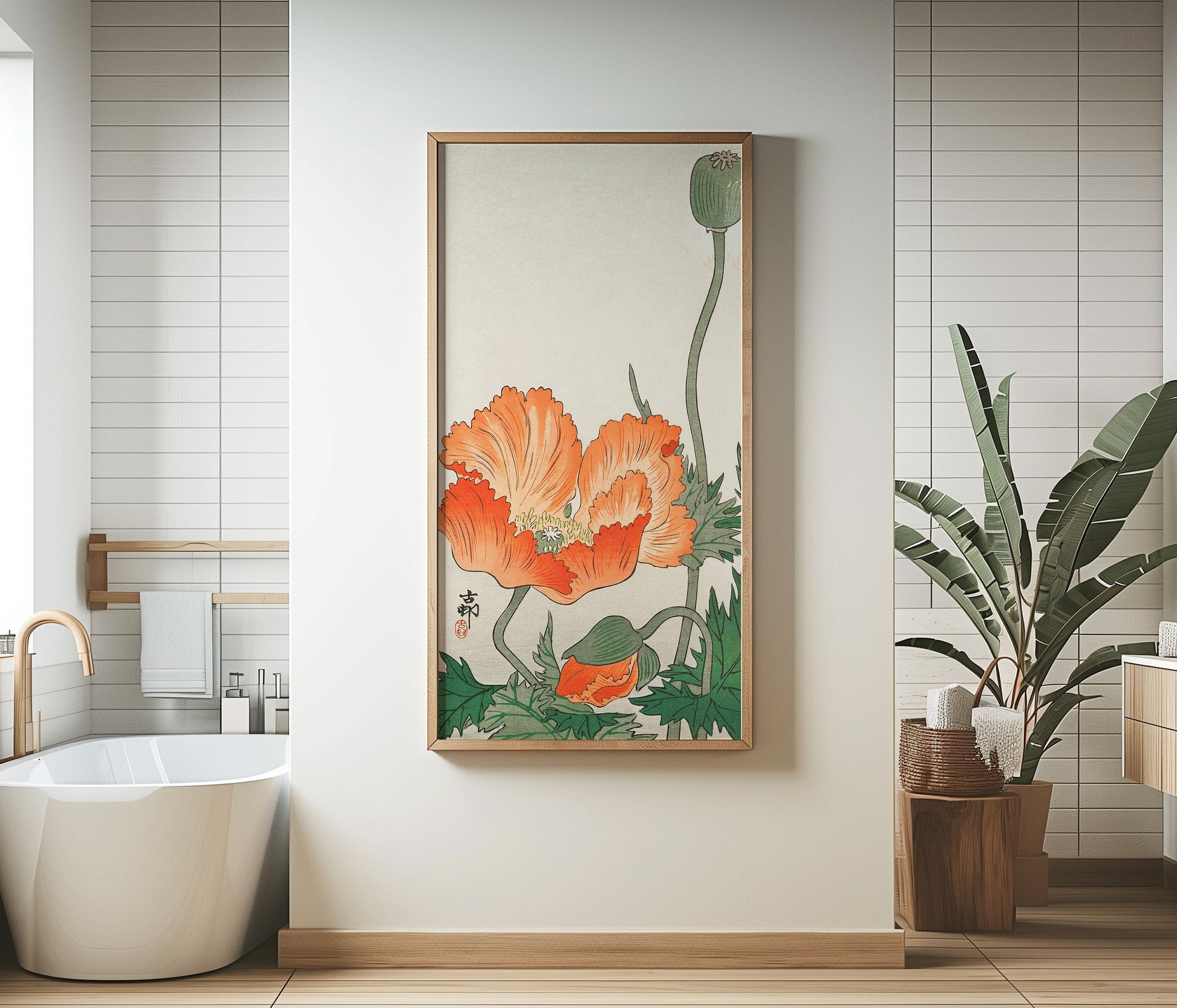 Ohara Koson - Plants and Flowers | Vintage Asian Japanese Narrow Tall Vertical Art (available framed or unframed)