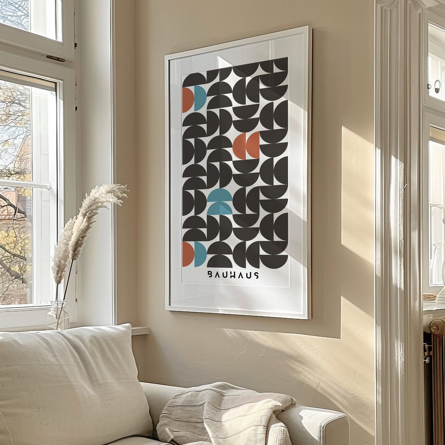 Bauhaus Poster | Vintage Narrow Vertical Mid-century Modern Art (available framed or unframed)