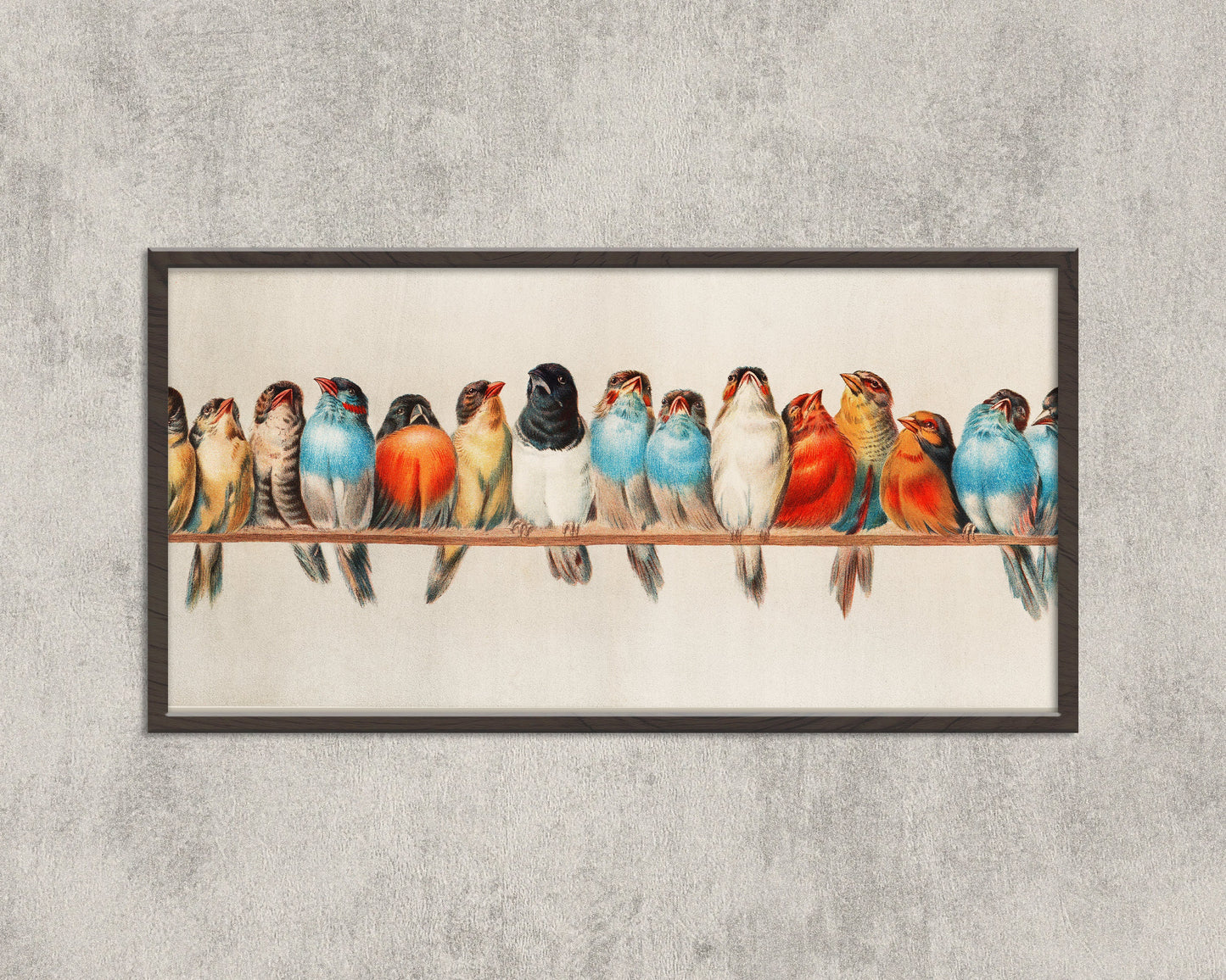 Vintage - Birds on a Wire | Wide Panoramic Art (available framed or unframed)