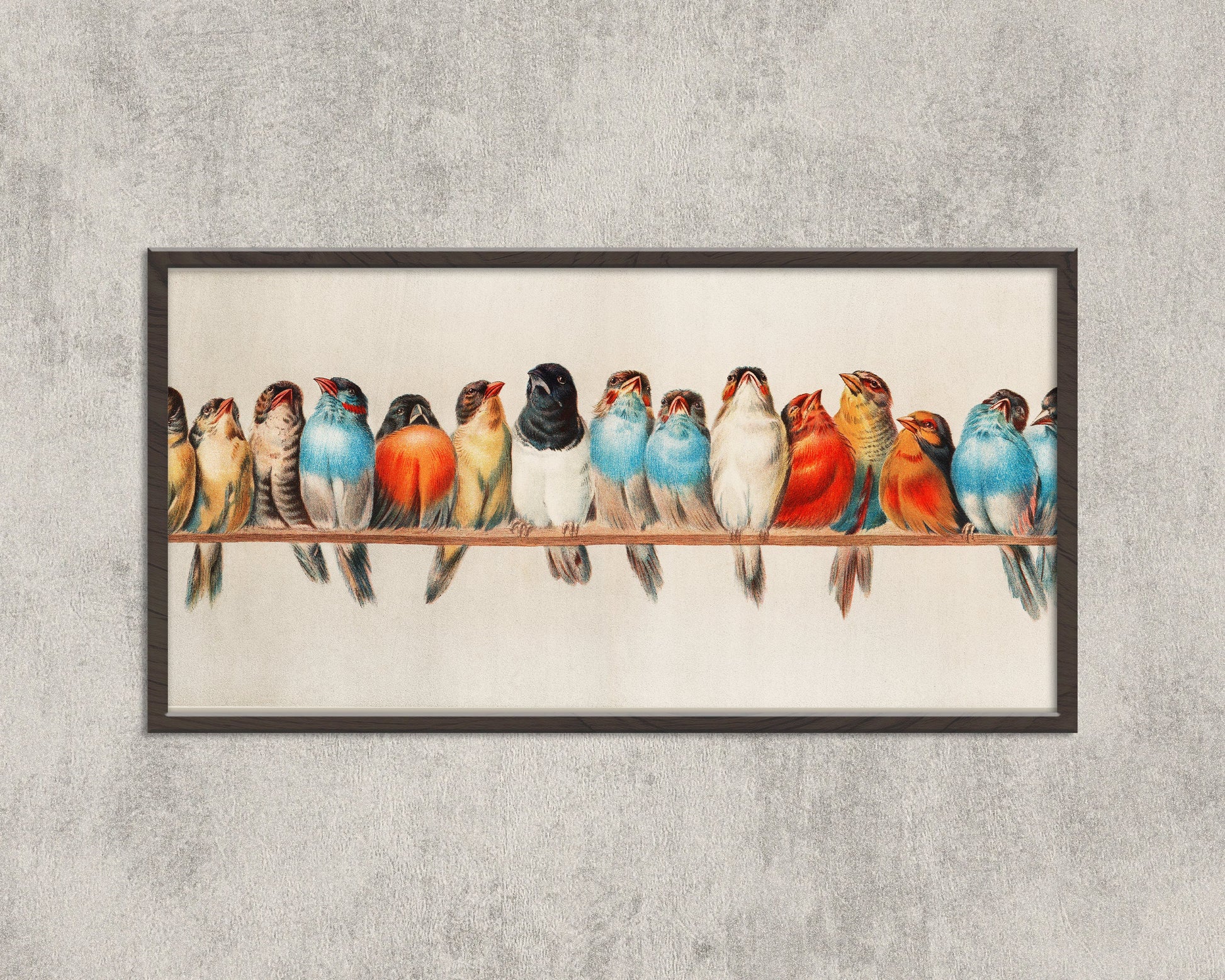 Vintage - Birds on a Wire | Wide Panoramic Art (available framed or unframed)