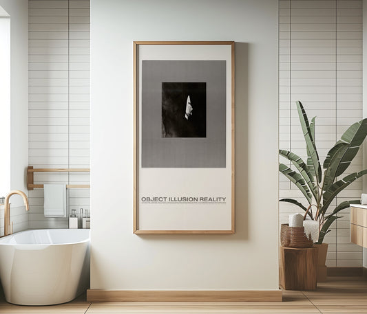 USIA Poster - Object Illusion Reality | Monochrome Vintage Narrow Vertical Mid-century Modern Art (available framed or unframed)