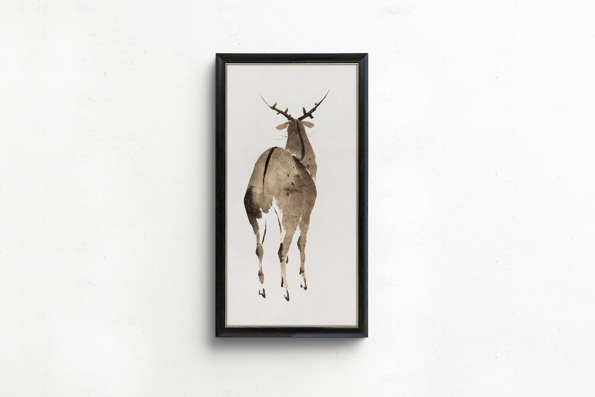 Katsushik Hokusai - Deer | Vintage Minimalist Narrow Vertical Asian Art (available framed or unframed)