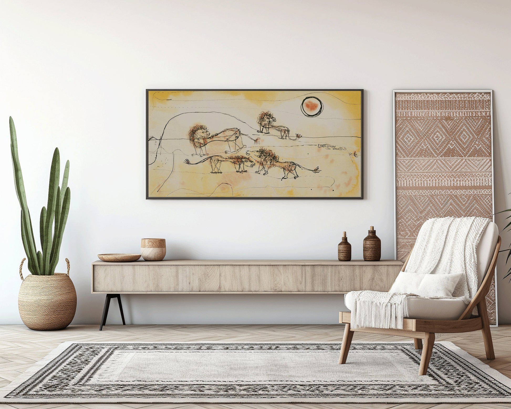 Paul Klee - A Pride of Lions | Modern Abstract Wide Panoramic Art (available framed or unframed)