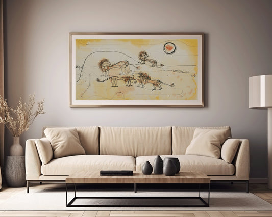 Paul Klee - A Pride of Lions | Modern Abstract Wide Panoramic Art (available framed or unframed)