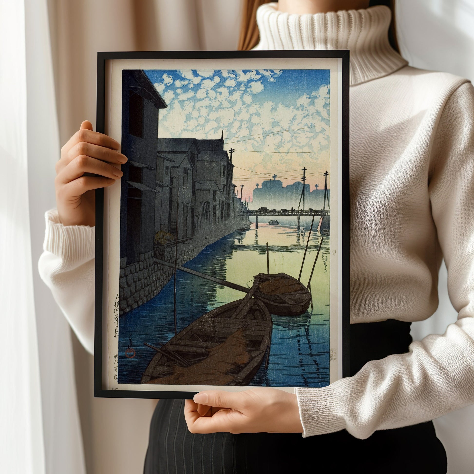 Kawase Hasui - Morning at Daikon Wharf | Vintage Japanese Woodblock Ukiyo-e Art (available framed or unframed)