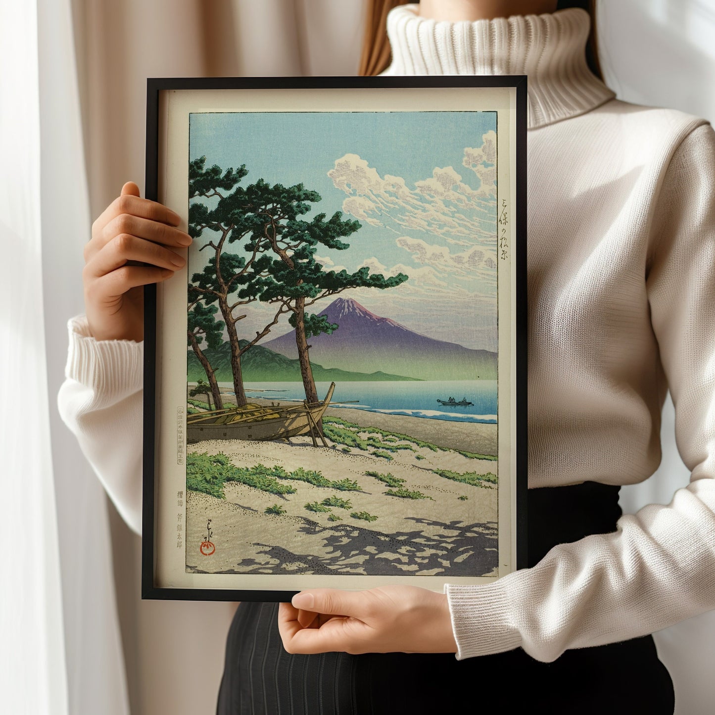 Kawase Hasui - Pine Beach at Niho | Vintage Japanese Woodblock Ukiyo-e Art (available framed or unframed)