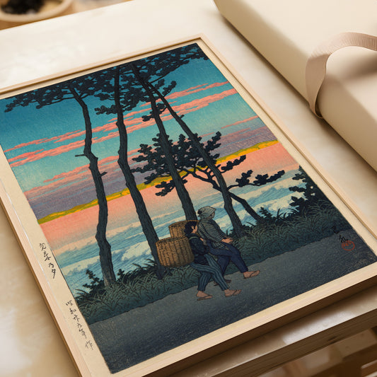 Kawase Hasui - Dusk at Nakaso | Vintage Japanese Woodblock Ukiyo-e Art (available framed or unframed)