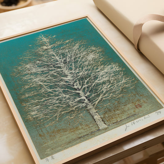 Joichi Hoshi - Winter Tree Against Blue Sky | Vintage Japanese Woodblock Art | (available framed or unframed)