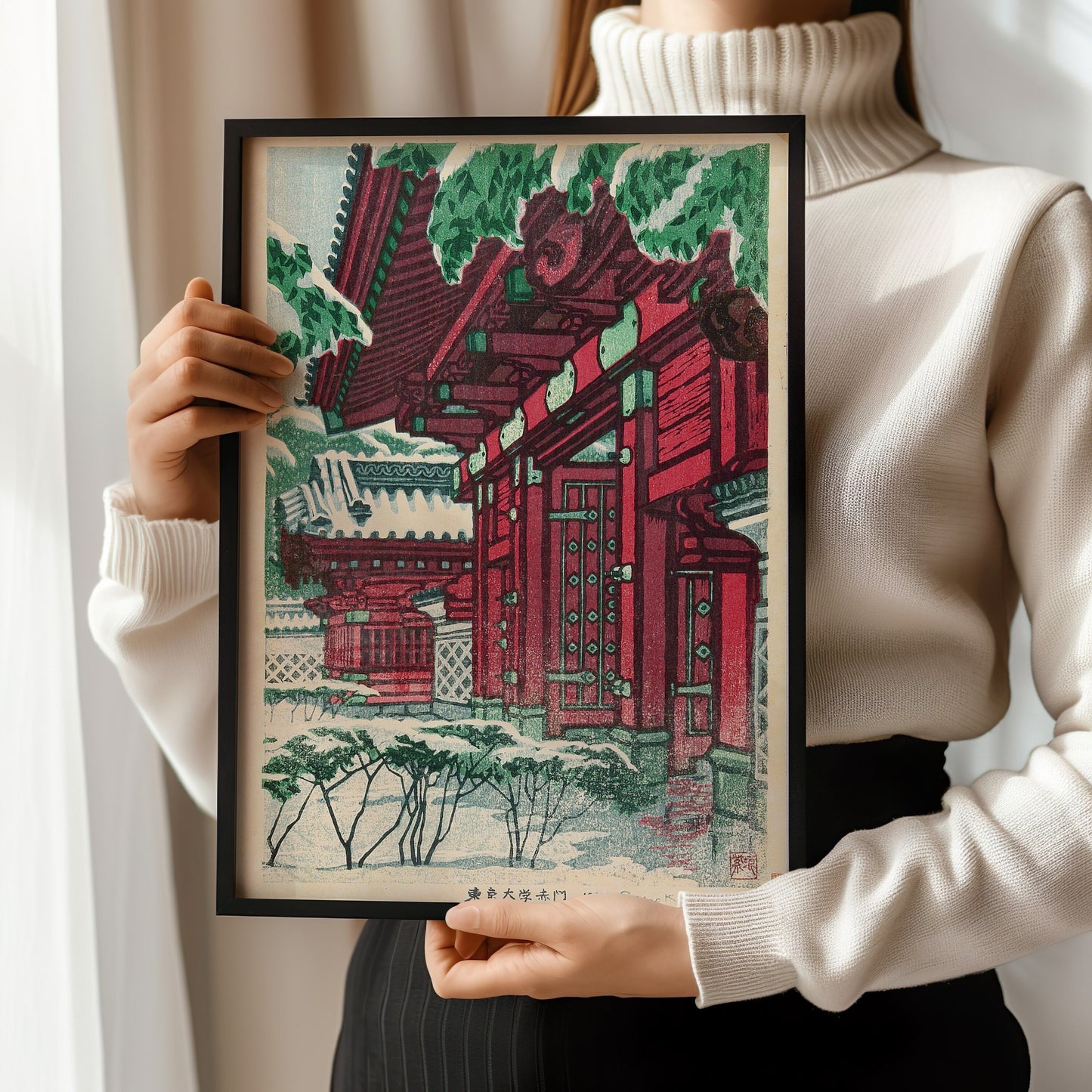 Shiro Kasamatsu - Red Gate at Tokyo University | Vintage Japanese Woodblock Art (available framed or unframed)