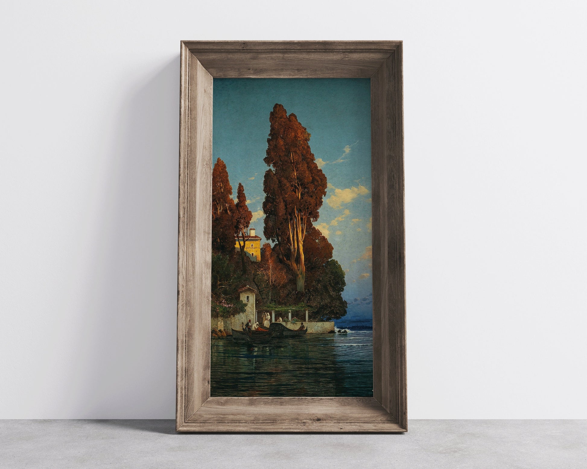 Salomon Corrodi - An Italian Lake | Vintage Orientalist Tall Narrow Vertical Art (available framed or unframed)