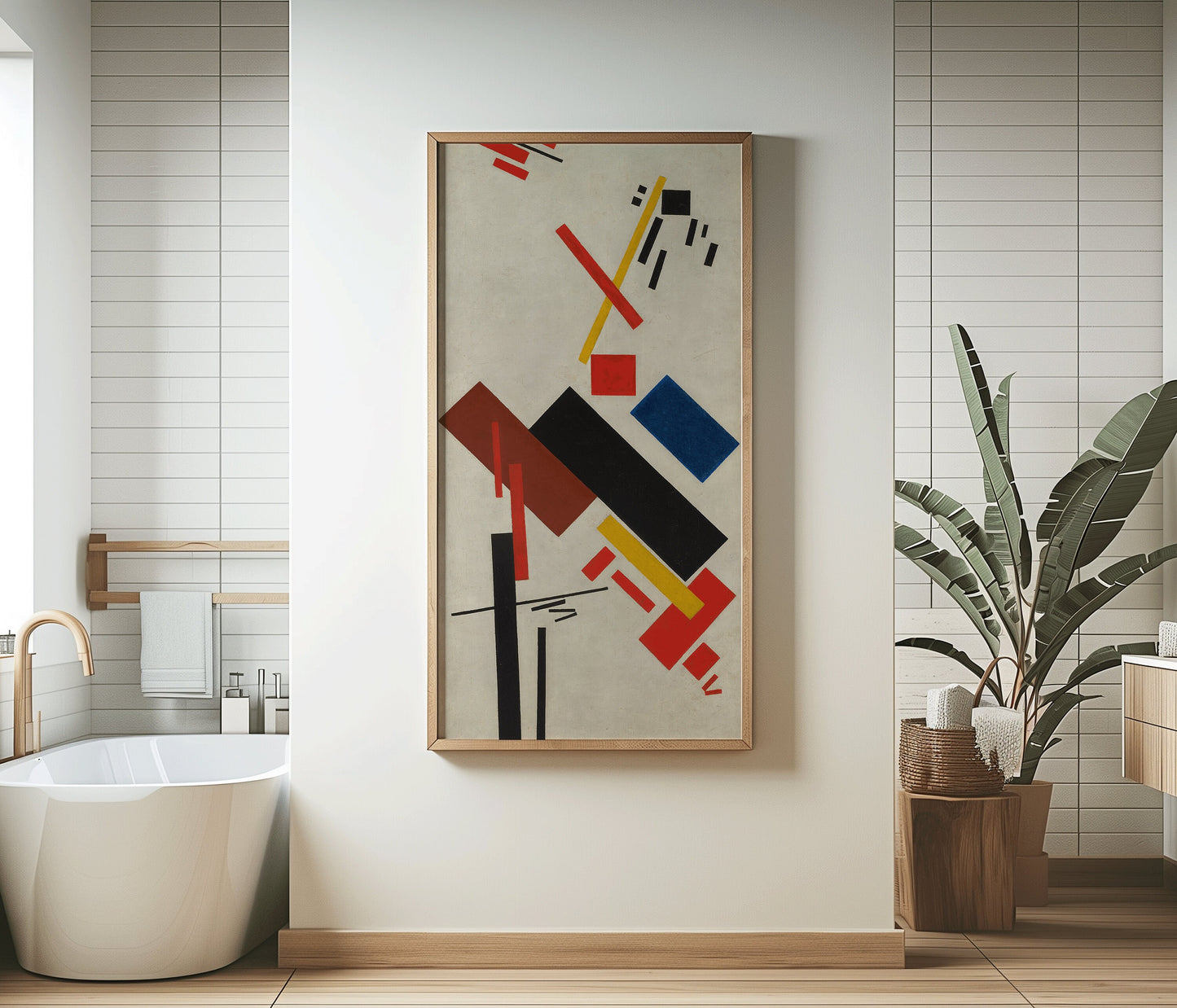 Kazimir Malevich - House Under Construction | Vintage Narrow Vertical Mid-century Modern Abstract Art (available framed or unframed)