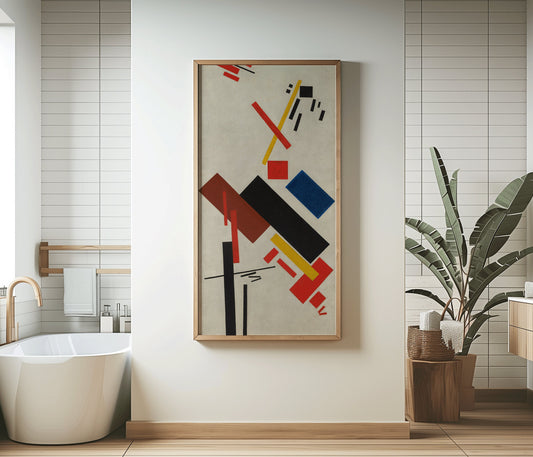 Kazimir Malevich - House Under Construction | Vintage Narrow Vertical Mid-century Modern Abstract Art (available framed or unframed)