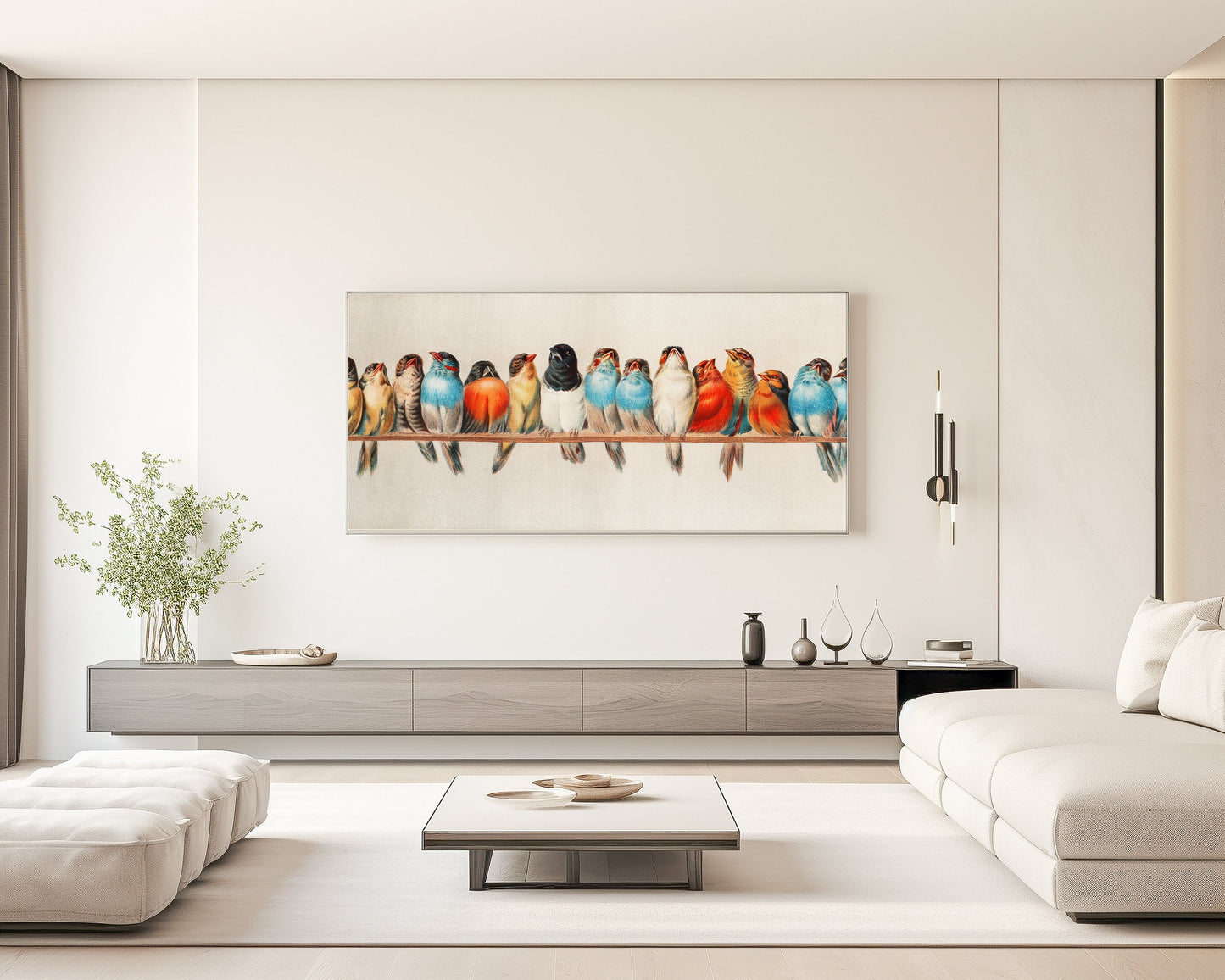 Vintage - Birds on a Wire | Wide Panoramic Art (available framed or unframed)