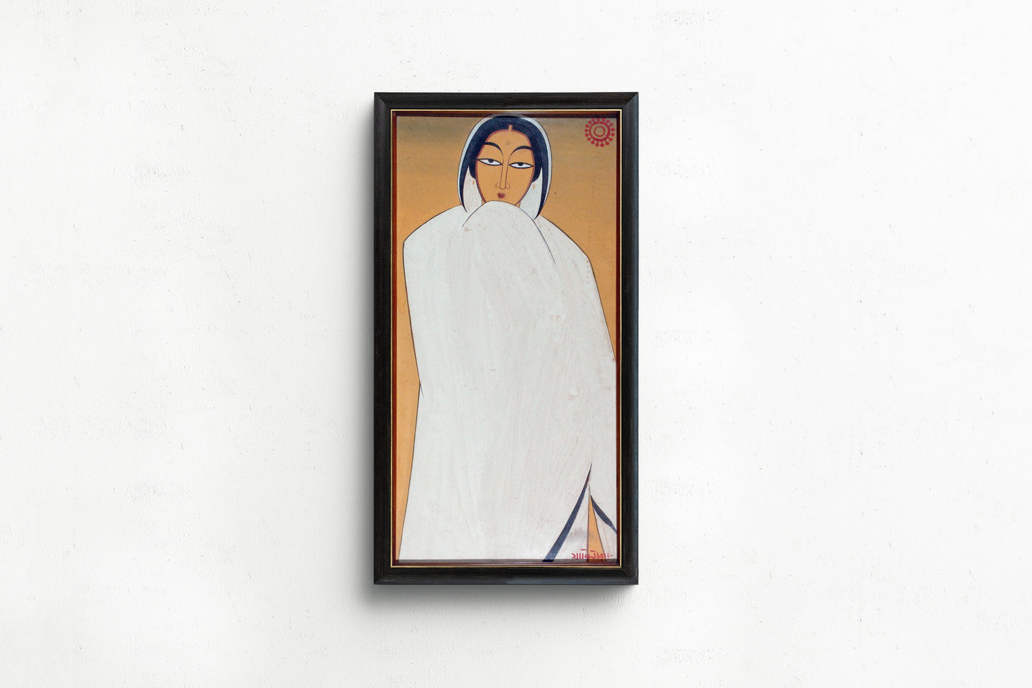 Jamini Roy - Bangali Nari (Bengali Woman) | Vintage Narrow Vertical Indian West Bengal Art (available framed or unframed)