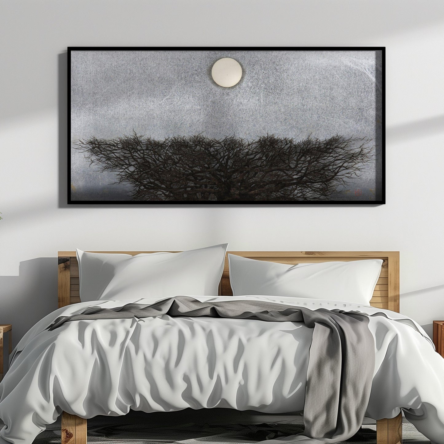 Joichi Hoshi - Moon over Tree | Vintage Japanese Wide Panoramic Art (available framed or unframed)