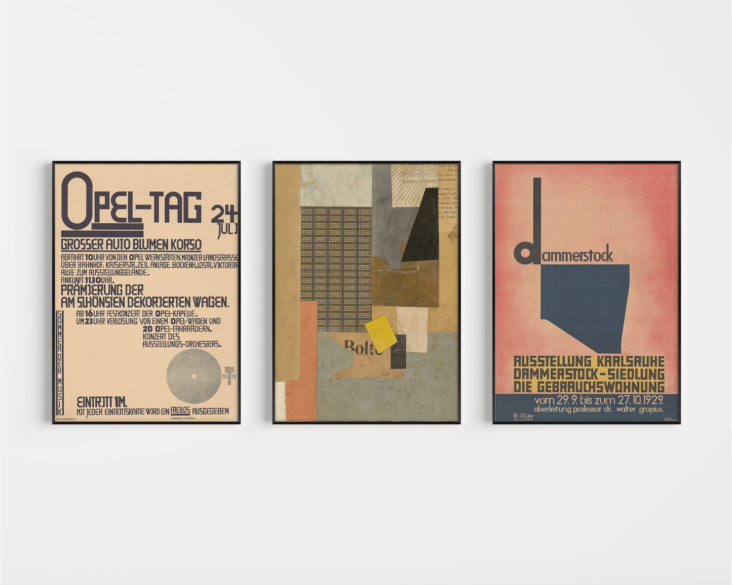 Kurt Schwitters Set of 3 Bauhaus Style Posters | Dadaism Constructivist Collage Art (Available Frame or Unframed)