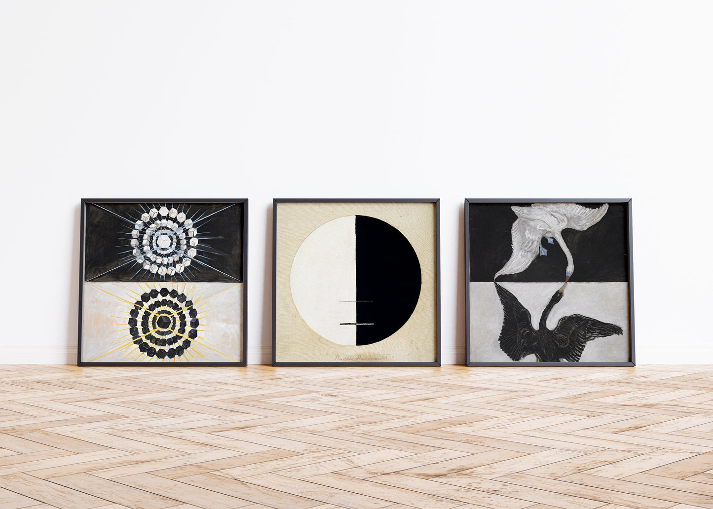 Hilma Af Klint Set of 3 Art Prints Swan | Abstract Vintage Art Available framed or unframed