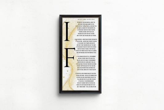 IF - Rudyard Kipling | Vintage Narrow Vertical Typography Poetry Art (available framed or unframed)